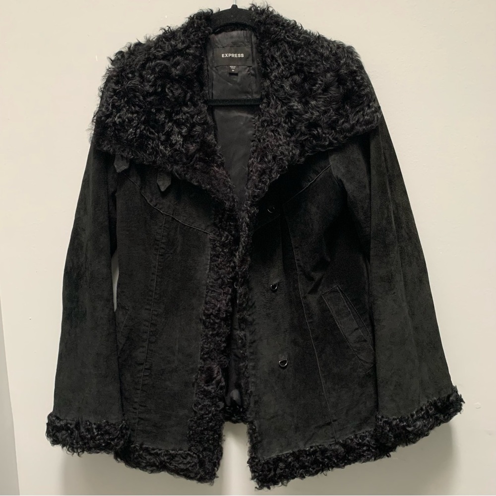 ❌SOLD❌ Y2K Black Suede & Shearling Moto Jacket